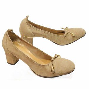 Sesto Meucci Suede Leather Gold Trim Shoes Pumps